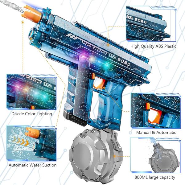 UZI Electric Water Gun – 800ml – Rechargeable Battery – Long Range Water Blaster