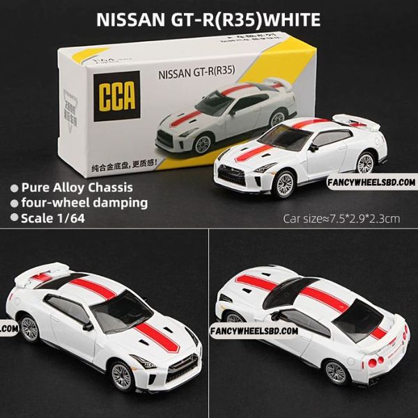 CCA 1:64 Nissan GT-R (R35) White Die-cast Model Car