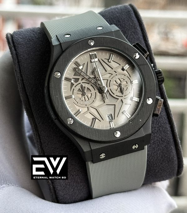 HUBLOT SPIDER GRAY SILICON BELT BLACK CASE