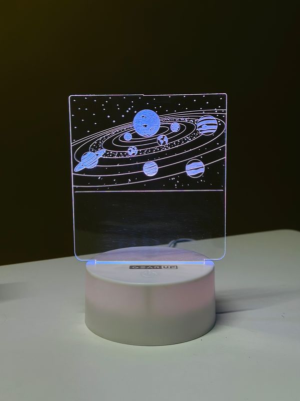 GearUP Acrylic Multicolor Night Lamp (Solar System)- WHITE