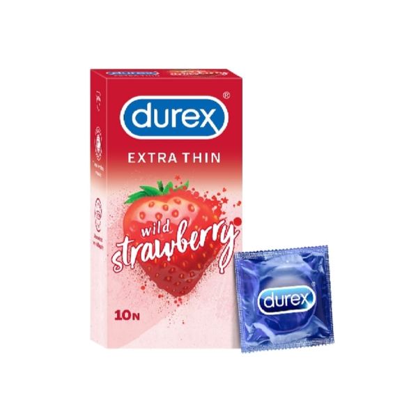 Durex Extra Thin Strawberry Flavoured Condoms- (10 Pcs Pack)
