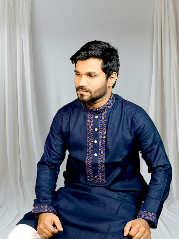 Elite embroidered nevy blue panjabi