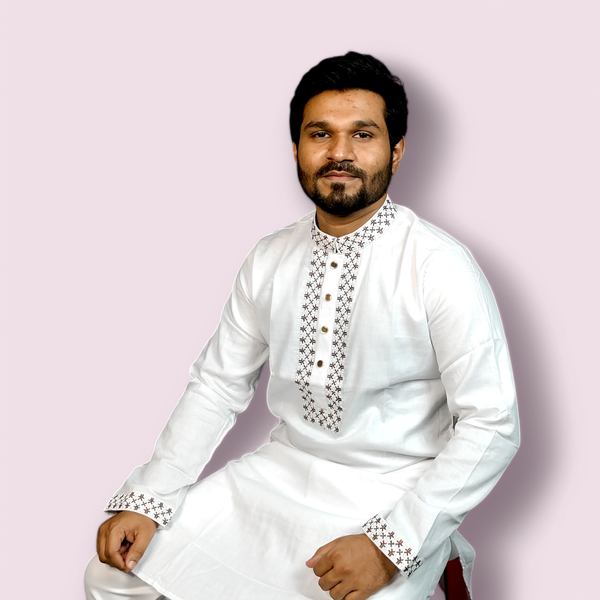 Elite embroidered white panjabi