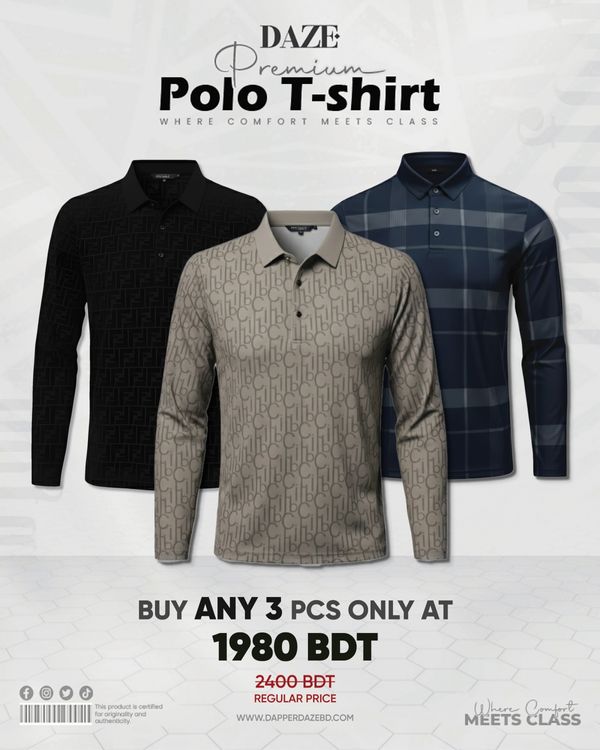 PL33F China Micro Spandex Full Sleeve Polo