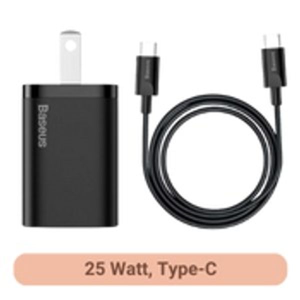 Baseus Super Si Quick Charger 1C 25W US Sets With Mini Cable Type-C