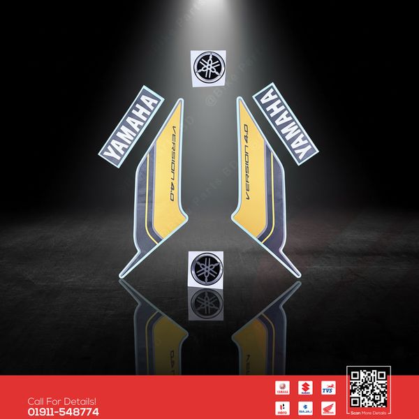 Full Set Sticker for Yamaha FZS V4 (Matte Black & Gold) bike.