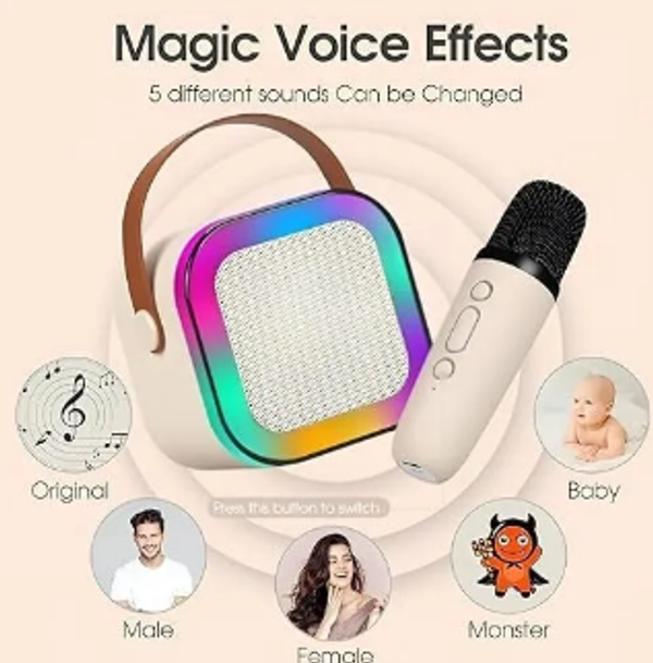 K12 Karaoke Machine Portable Bluetooth 5.3 PA Speaker With 1 Wireless Microphones Home Family Singing Children's Gifts