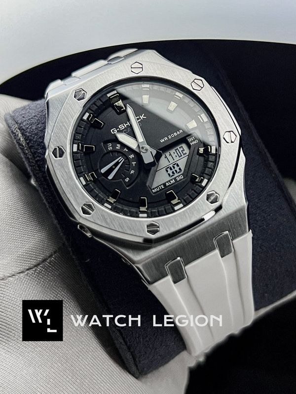GSHOCK GMA 2100 AAA WHITE BELT SILVER BODY
