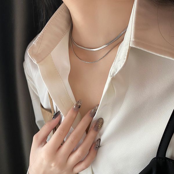 double layer snake bone thin necklace - Image 2