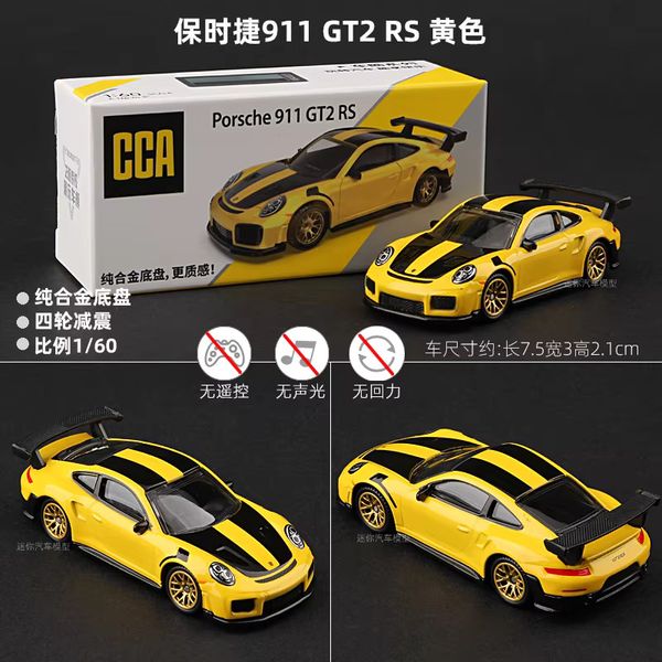 CCA 1:64 Porsche 911 GT2 RS Yellow/Black Alloy Model Car