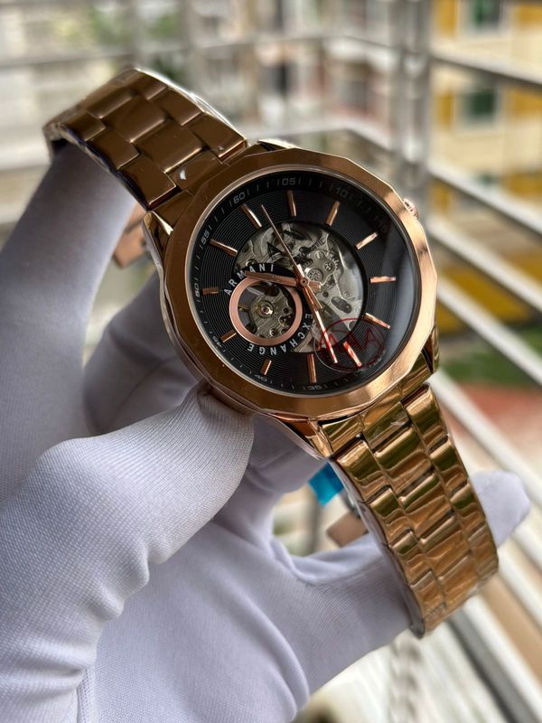 Armani Exchange Auto Chain RG Black Dial