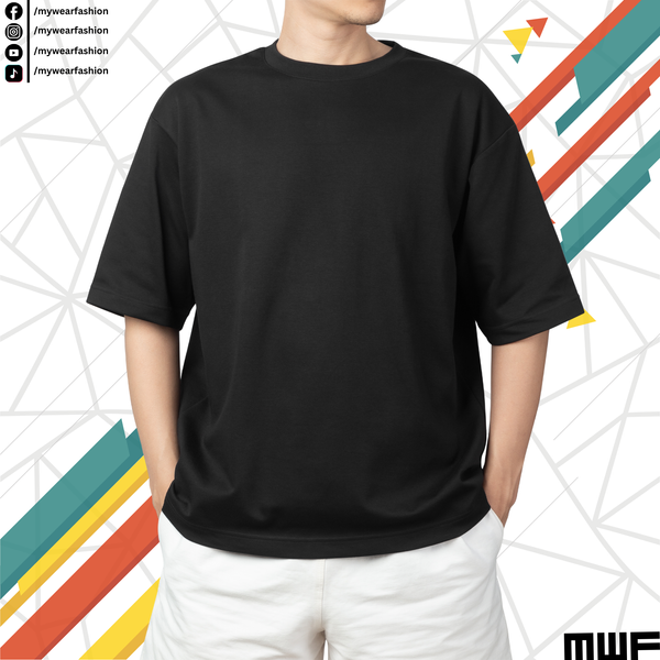 Solid Black Drop Shoulder T-Shirt || Tees ||
