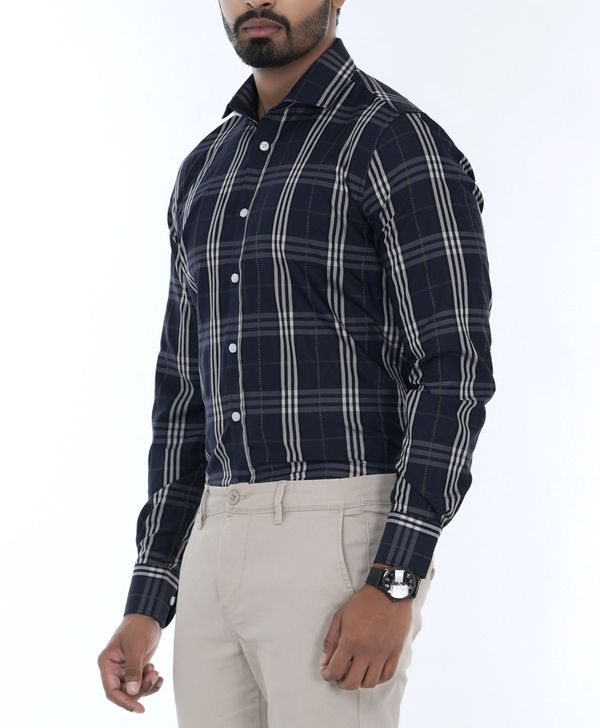 Men's Slim-Fit Long-Sleeve Formal Cotton Shirt