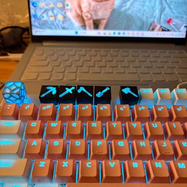 Minecraft 3D Printed Shinethrough Keycaps - Set of 5 Keys