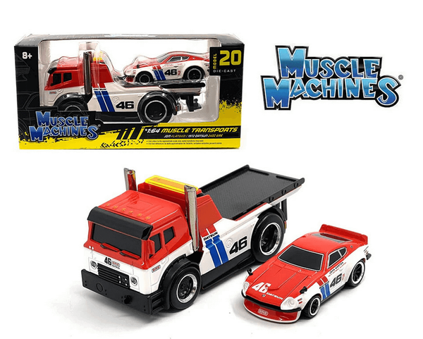 Maisto 1:64 Muscle Transport JDM Flatbed Trailer 1972 DATSUN 240Z Model Toy Diecast Metal Car