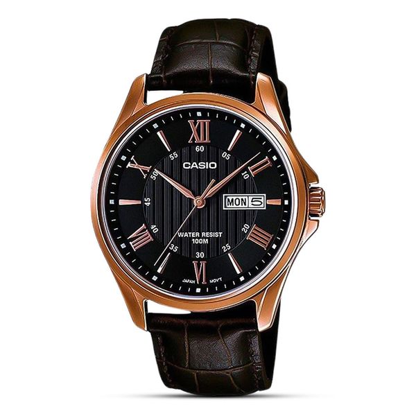 CASIO ENTICER ANALOGUELEATHER BELT MEN'S WATCH | MTP-1384L-1AVDF