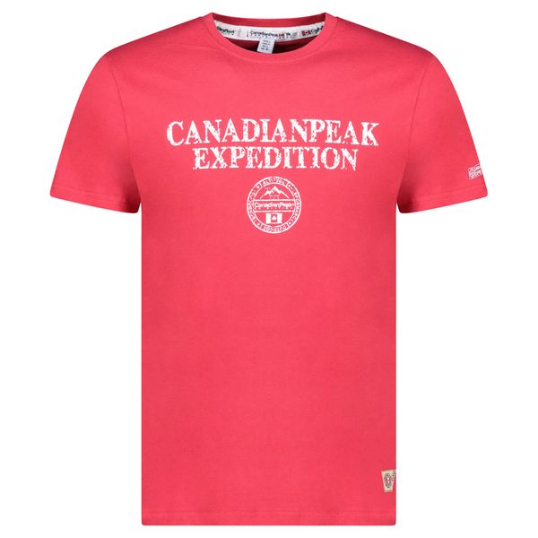 Canadian Peak JOGOEAK Homme - T-Shirt Col Rond avec Impressions et Drapeau Rouge
