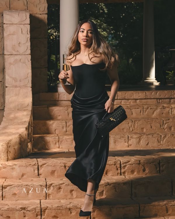 Rose Shadow Black Corset Dress