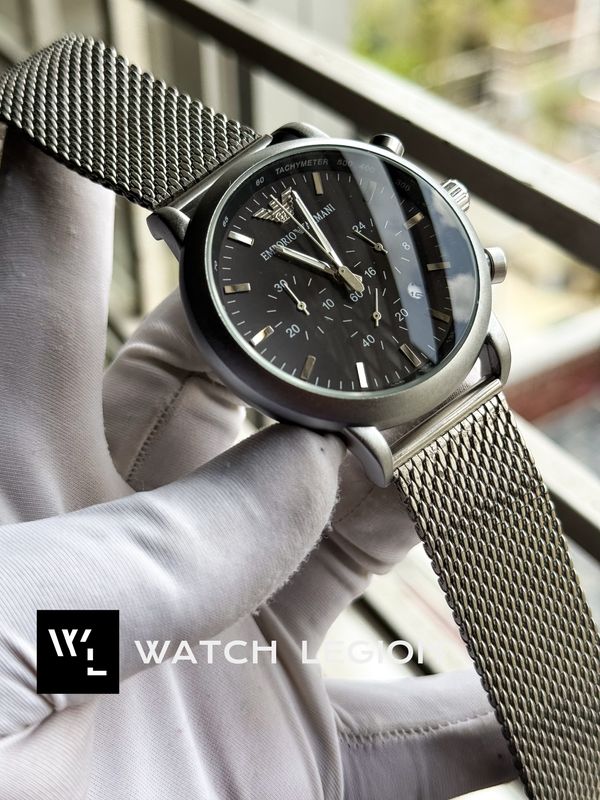 ARMANI MESH CHAIN MATT BLACK DIAL