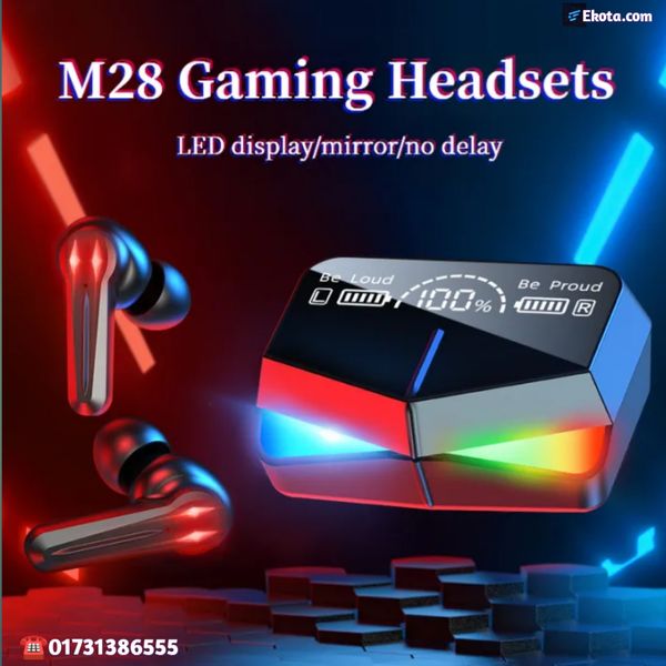 Original M28 TWS Bluetooth 5.1 Gaming Headset Dual Mode Wireless Earphones Sports Stereo Sound Low Latency LED Digital Display Smart Touch Earphone