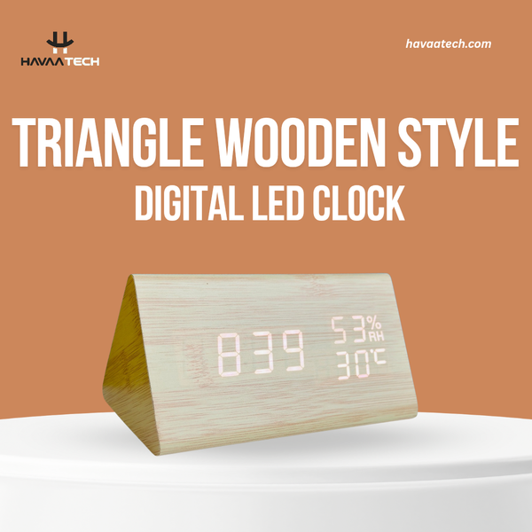 Triangle Wooden Style Digital LED Clock-Light