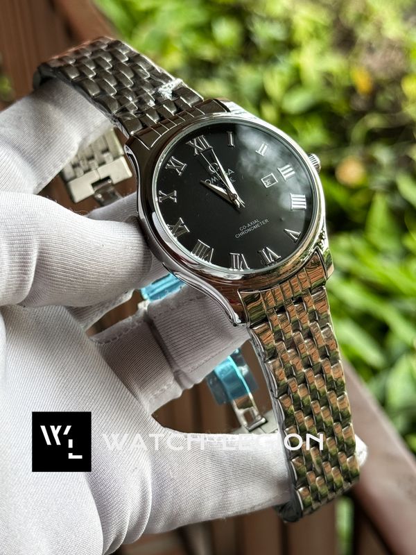 OMEGA DE VILLE FULL SILVER BLACK DIAL SWEEP