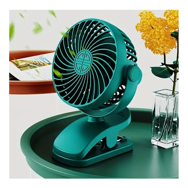 P8 USB Small Handheld Rechargeable Clip Fan – Green Color