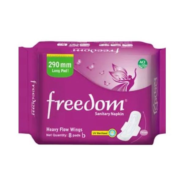ACI Freedom Heavy Flow Sanitary Napkin 8 pads এসিআই ফ্রিডম হেভি ফ্লো স্যানিটারি ন্যাপকিন