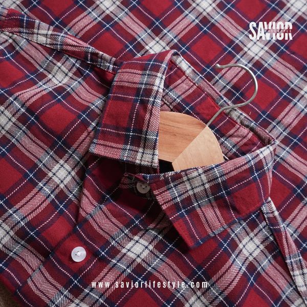 Red Wine - Full Sleeve Pocket Less Check Shirt