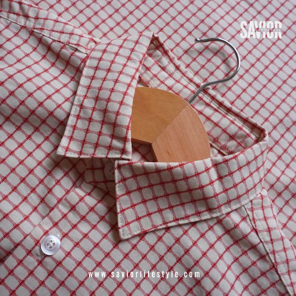 Cherry Grid - Full Sleeve Pocket Less Check Shirt