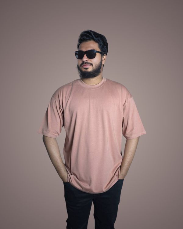 Solid (Mocha Mousse) Oversized Drop Shoulder T-shirt