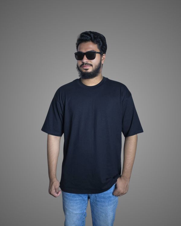 Solid (Black) Premium Oversized Drop Shoulder T-shirt