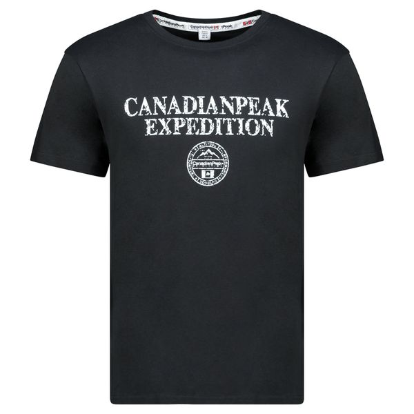 Canadian Peak JVICKEAK Homme - T-Shirt Col Rond avec Impressions et Drapeau Noir