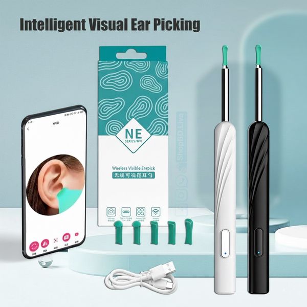 Wireless Wi-Fi Visual Ear Cleaner Otoscope with HD Camera & LED Light Smart Ear Wax Removal Kit NE Series | Price in BD