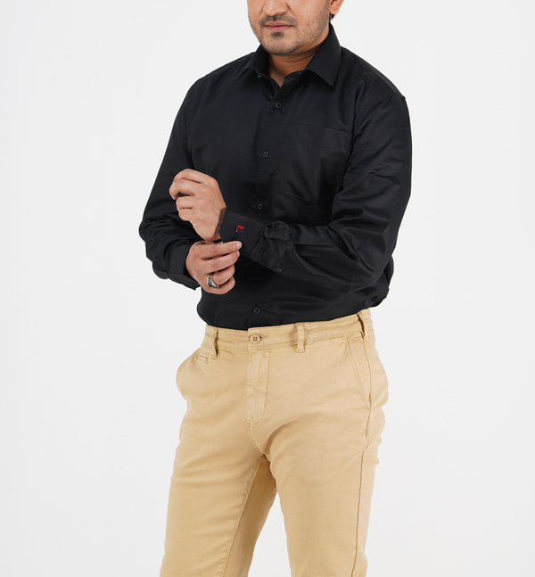 Men's Long Sleeve Shirts Solid Black Formal Business Shirts