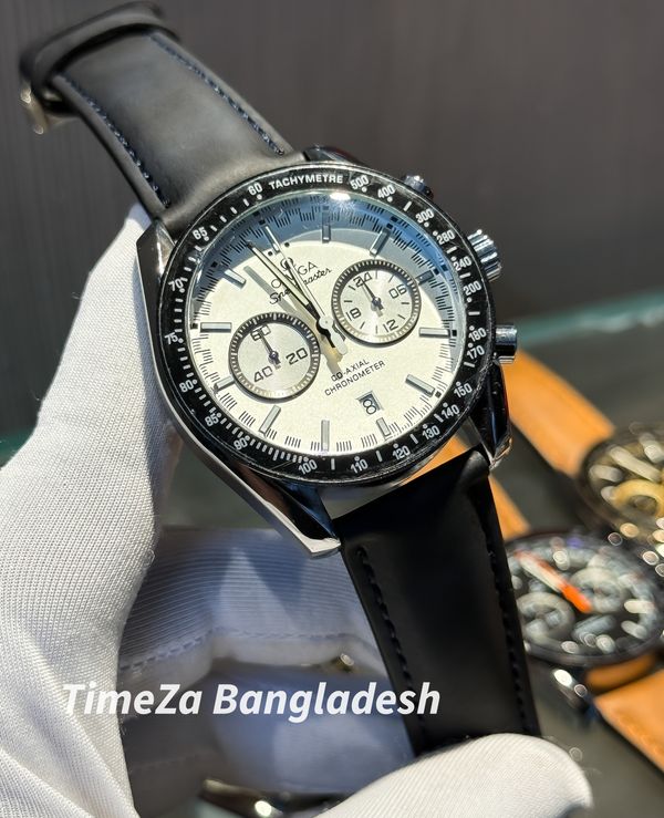 OMEGA SPEED MASTER WHITE DIAL DEEP DARK BLUE BELT