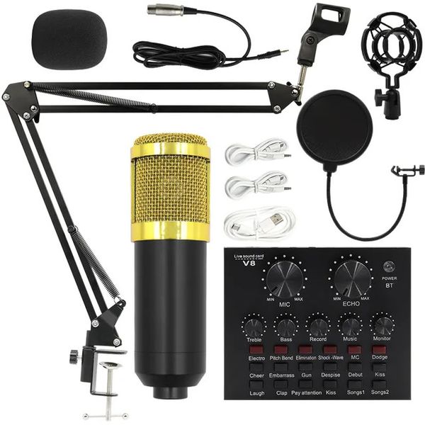 BM800 Microphone combo with sound card- High Performance Condenser Microphone for YouTube Studio