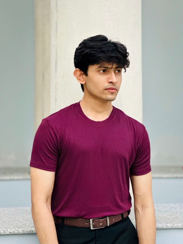 2x2 Ribbed Cotton-Viscose Solid Crew Tee X Marron