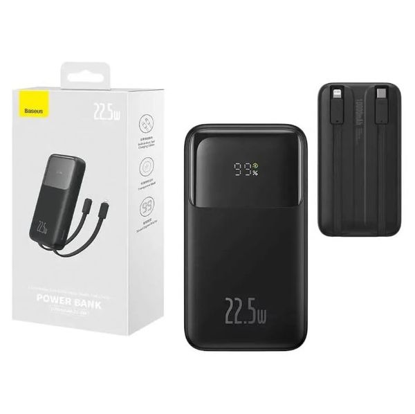 Baseus Comet Series 22.5W 20000mAh Dual Cable Digital Display Power Bank – Black Color