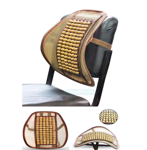 Mesh Ventilation Wooden Back Rest with Elastic & Belt Support | Ergonomic Car, Office & Home Chair Support | Price in BD