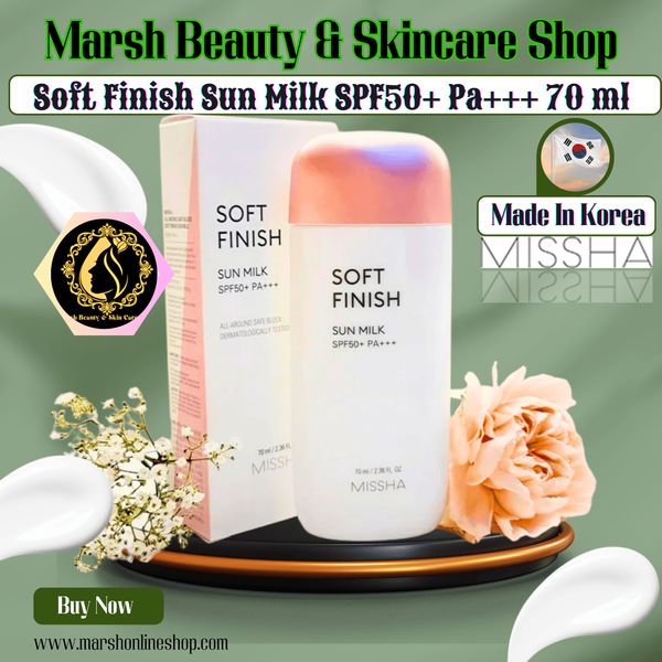 👉🔰Missha Soft Finish Sun Milk SPF50+ Pa+++ (70 ml) - Image 1