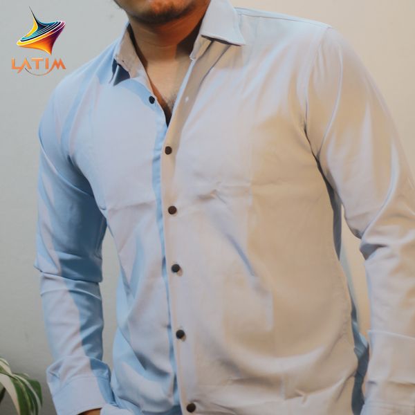 সলিড আকাশী কালার প্রিমিয়াম স্টিজ শার্ট।