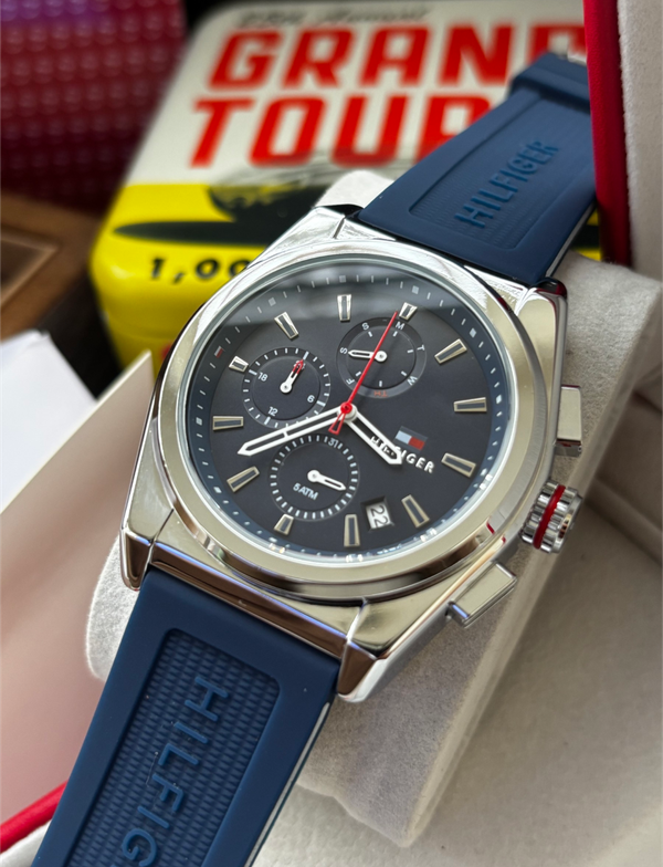 Hilfiger Chrono Silicone Belt Full Blue