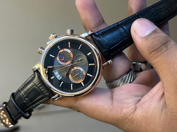 PATEK BLK BELT RG CASE, BLK DIAL RG SUB