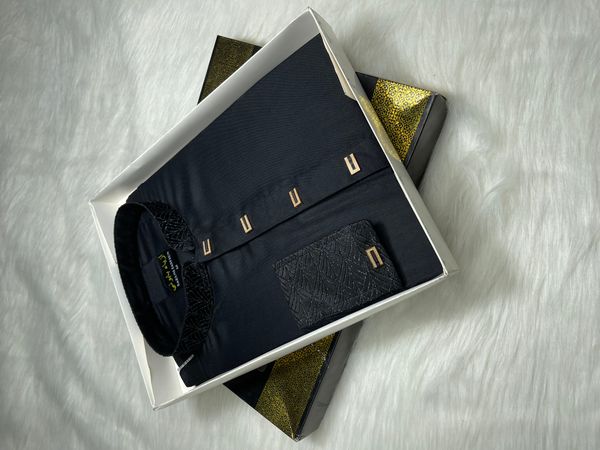 Black Katan contrast Black panjabi