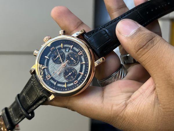 PATEK BLK BELT RG CASE ANTIQ DIAL