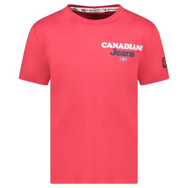 - T-Shirt Col Rond avec Drapeaux et Impressions Rouge
