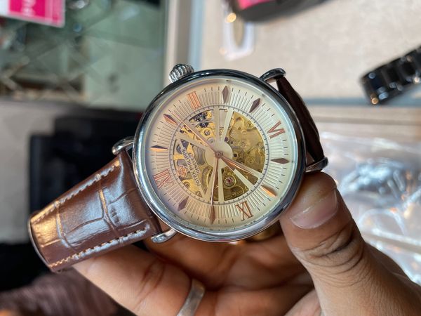 patek auto white dial brown belt aa