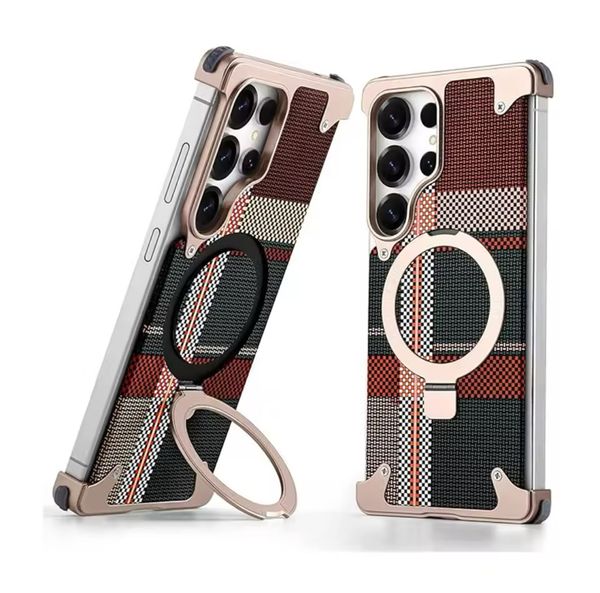 Kevlar Aramid Fiber Texture MagSafe Metal Frameless Shockproof Cover