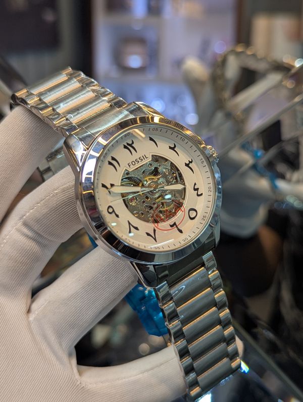 Fossil Auto Chain Silver White Dial Arabic
